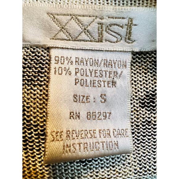 Vintage XXist Animal Print Cardigan Sweater Size S Long Sleeves Shell Buttons - Picture 11 of 16